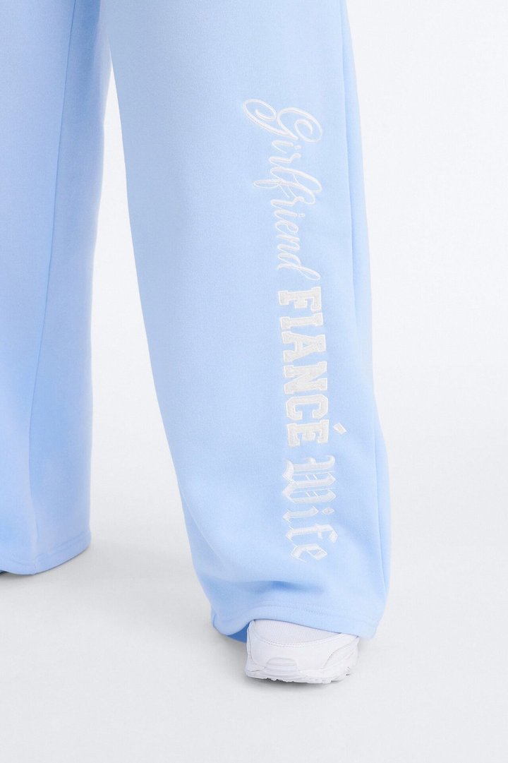 Girlfriend Fiancé Now Wife Pant Set - Light Blue