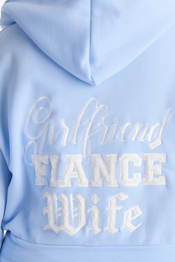 Girlfriend Fiancé Now Wife Pant Set - Light Blue