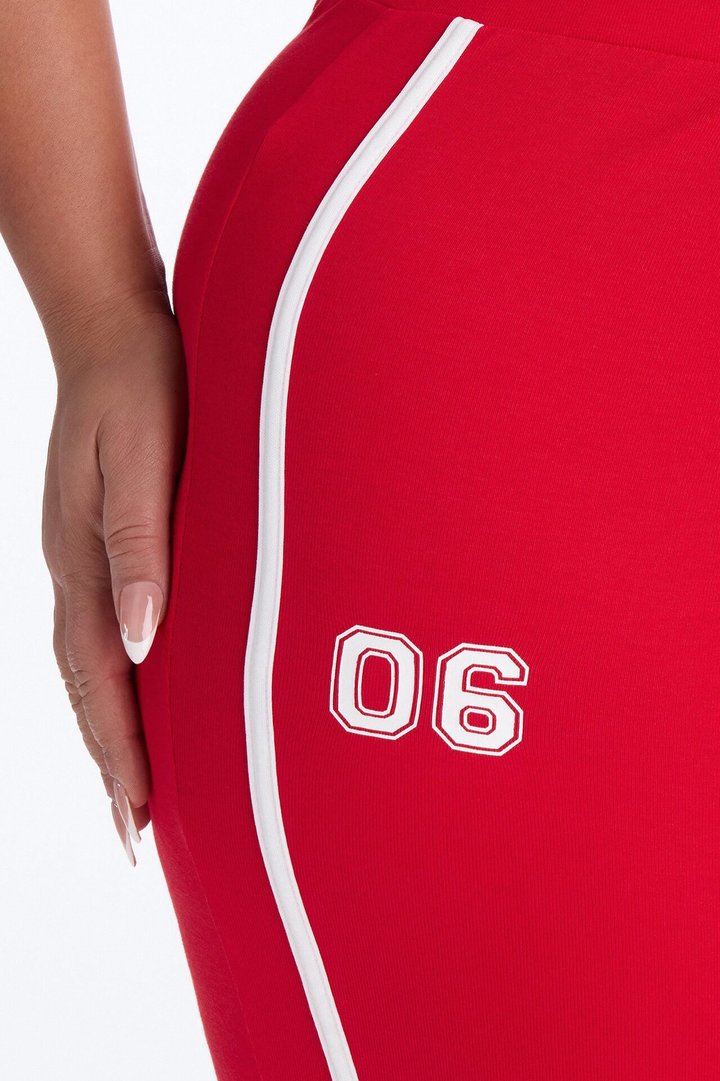 Sporty Vibe Ribbed Pant Set - Red