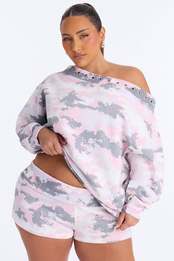Camo Cutie Fleece Short Set - Pink/combo