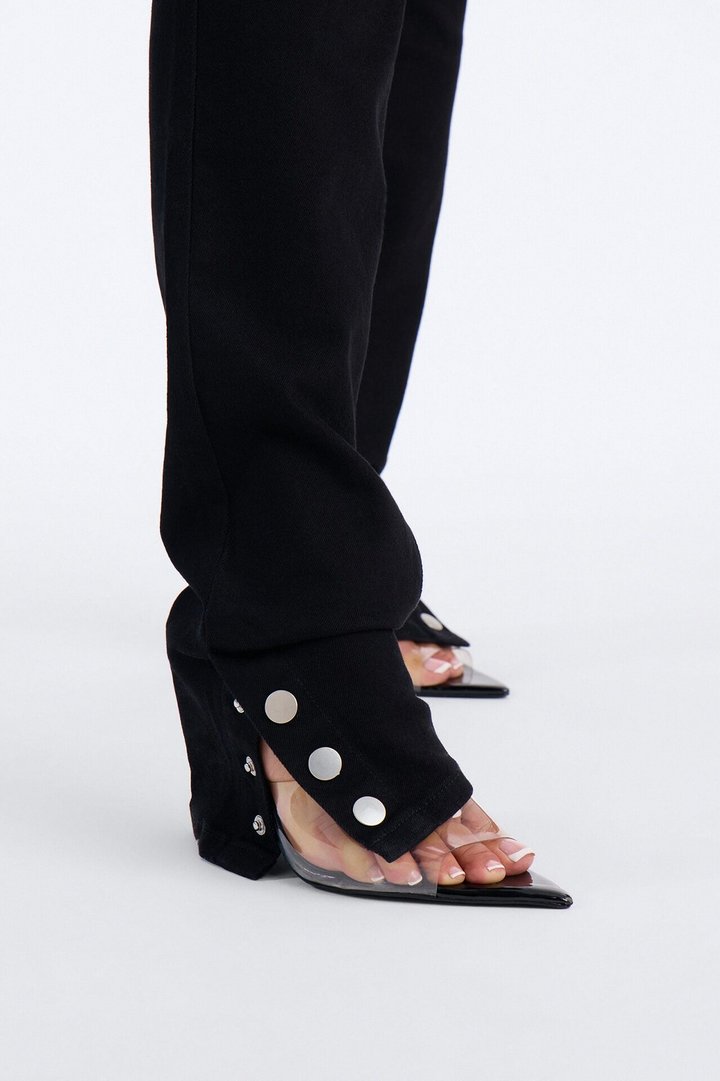 Siena Straight Leg Button Stacked Pant - Black