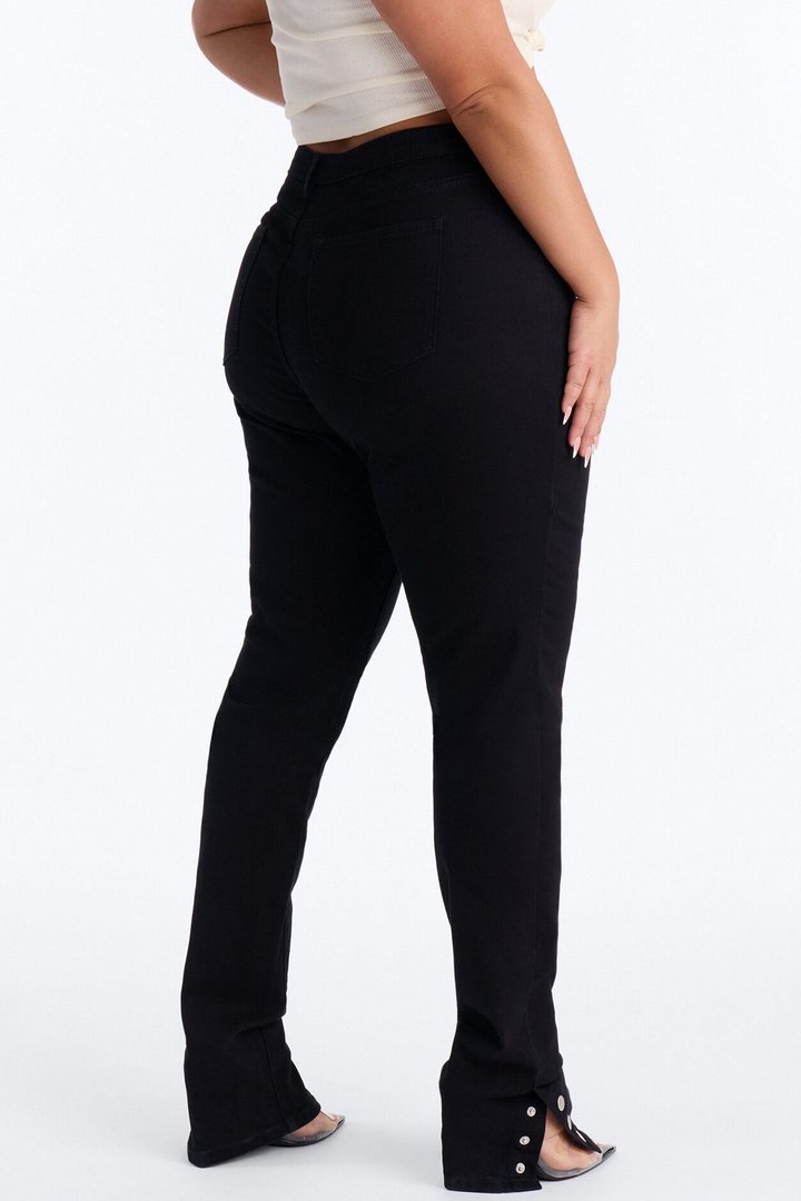 Siena Straight Leg Button Stacked Pant - Black