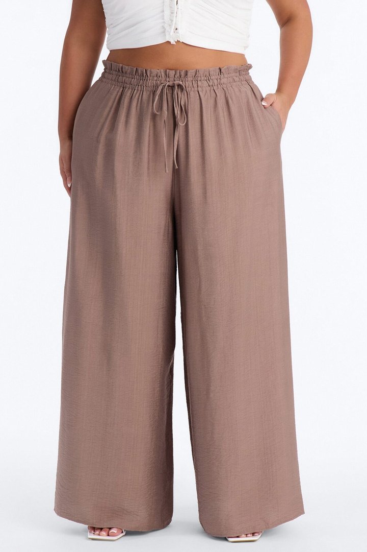 Lainey High Rise Wide Leg Pant 33″ - Mocha