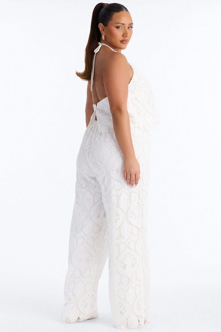 Zaria Eyelet Pant Set - White