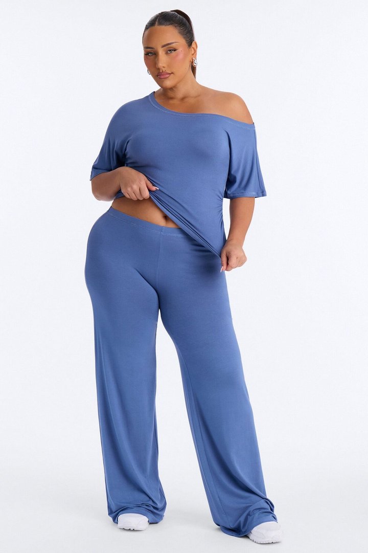 Gaelle Off Shoulder Pant Set - Blue