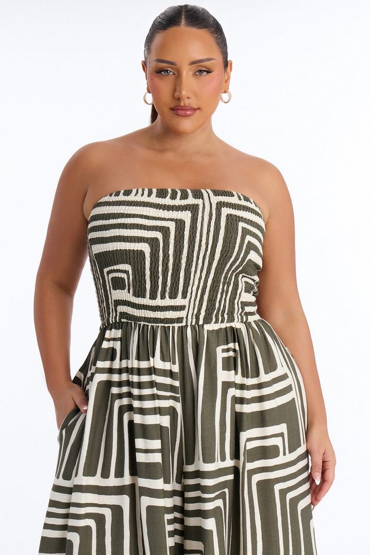 Aurora Strapless Wide Leg Jumpsuit - Olive