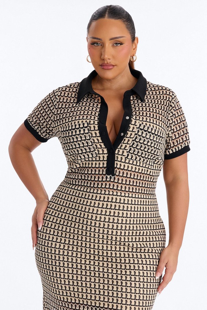 By The Palms Crochet Midi Dress - Black/combo