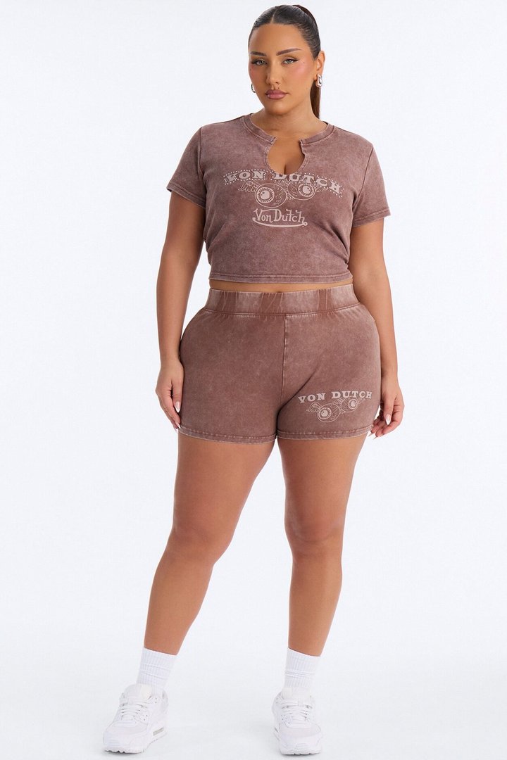 Von Dutch Washed Hot Short - Brown