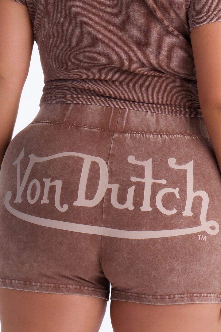 Von Dutch Washed Hot Short - Brown