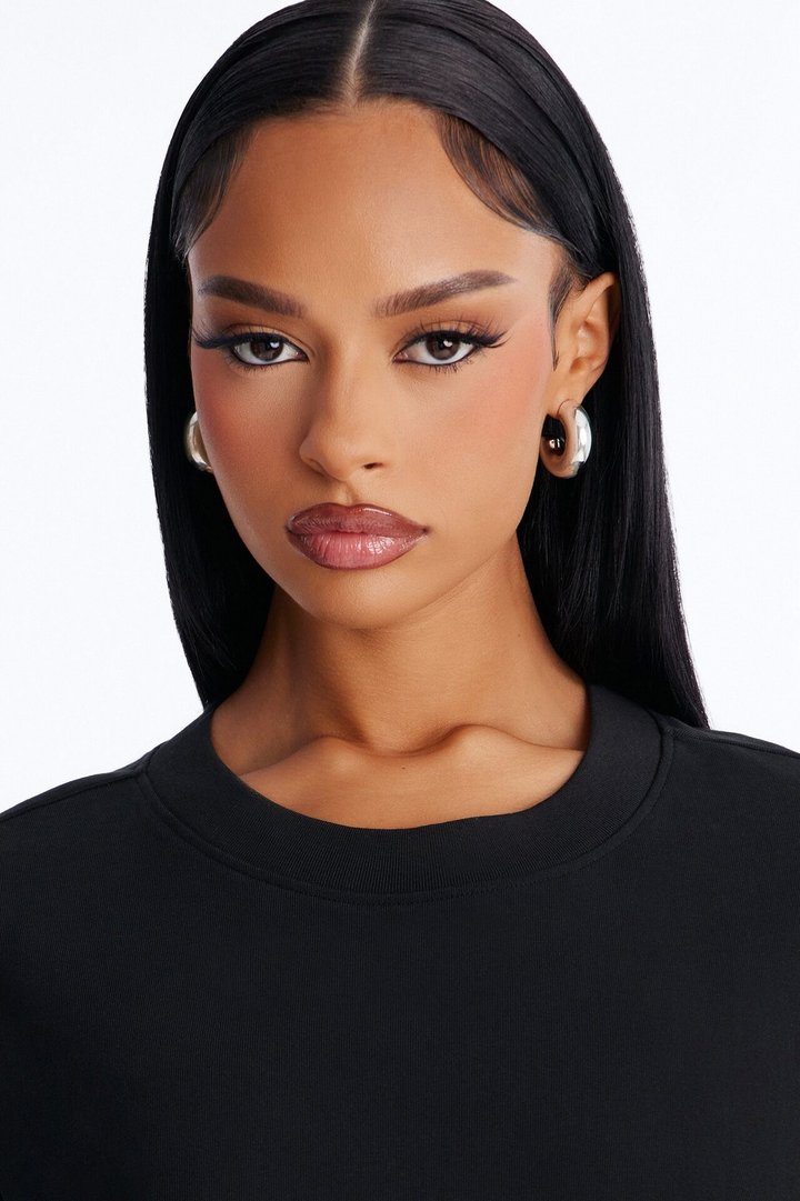 Kali Oversized Boyfriend Crew Neck T-Shirt - Black