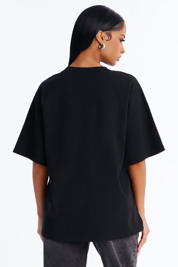 Kali Oversized Boyfriend Crew Neck T-Shirt - Black