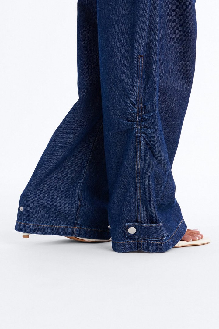 Nonchalant Drapey Tie Waist Jeans - Dark Denim