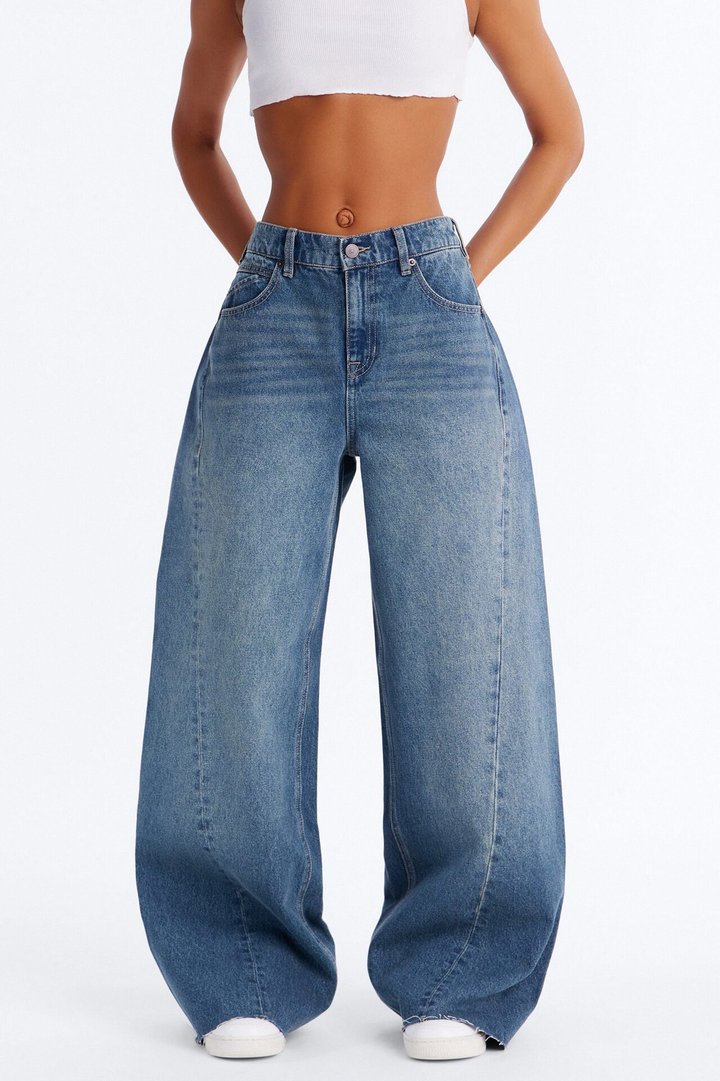 Serrano Drop Waist Wide Leg Jeans - Medium Wash