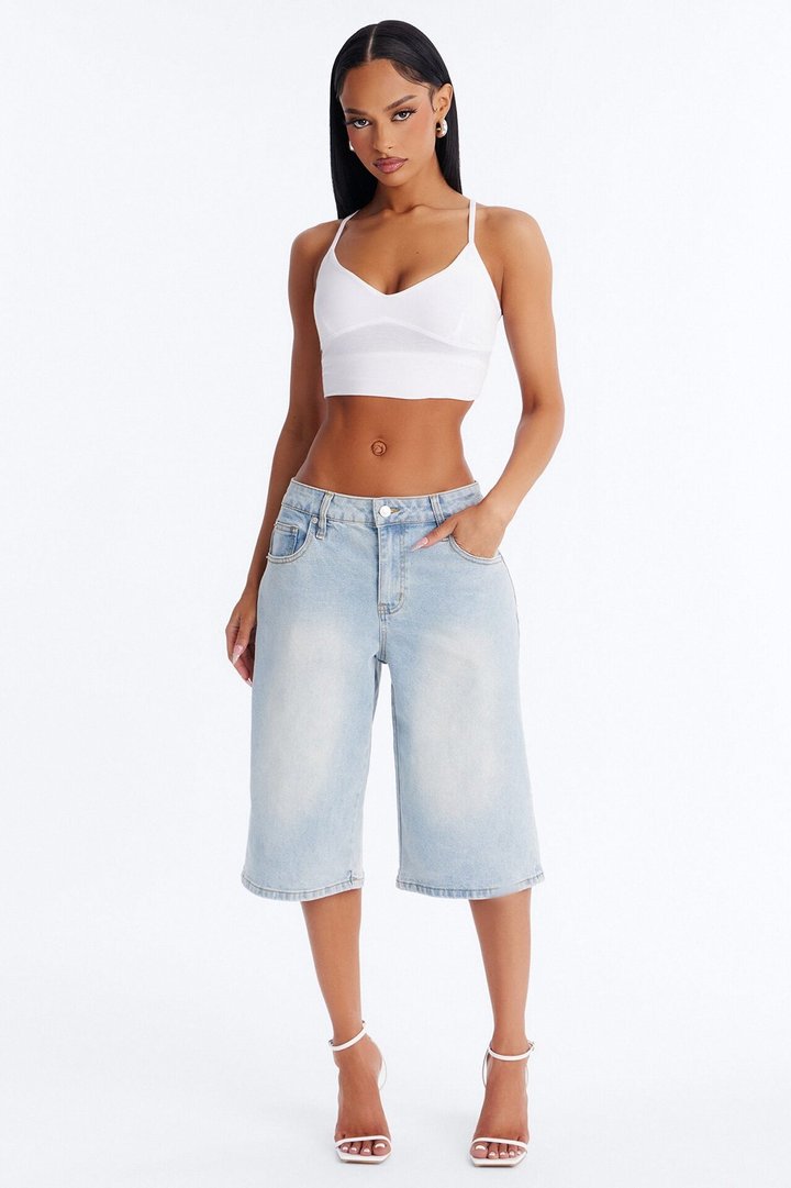 Better Like This Culotte Jeans - Light Wash