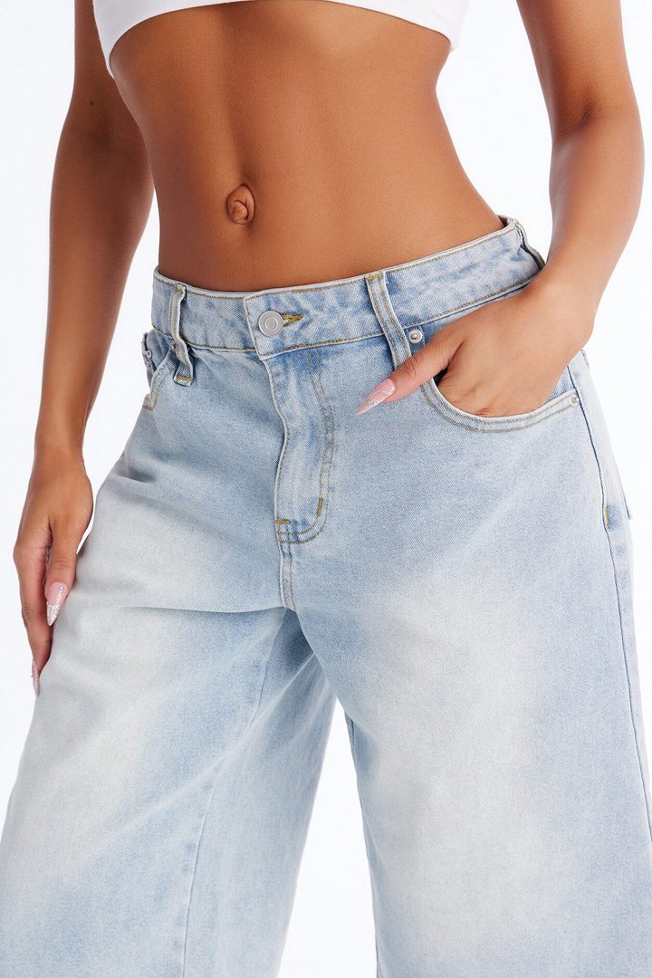 Better Like This Culotte Jeans - Light Wash