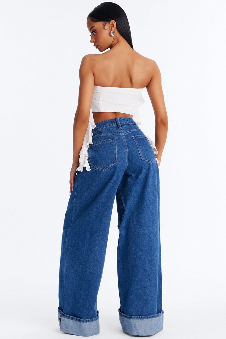 Stone Cold Embellished Cuffed Jeans - Dark Wash
