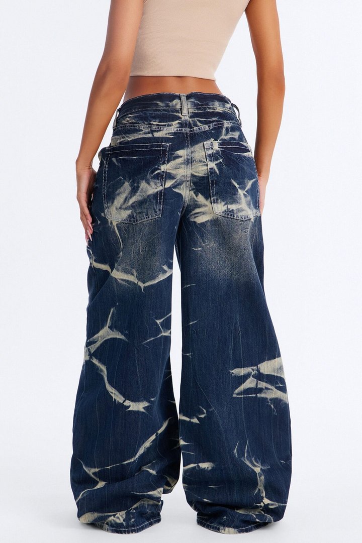 Siren Drop Waist Baggy Wide Leg Jeans - Dark Wash
