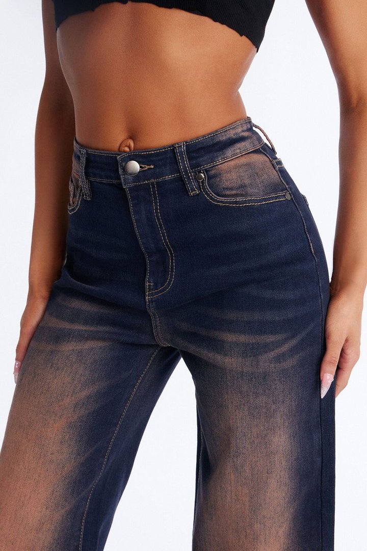 Every Move Ombre Tinted Wide Leg Jeans - Vintage Wash