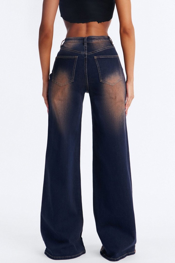 Every Move Ombre Tinted Wide Leg Jeans - Vintage Wash