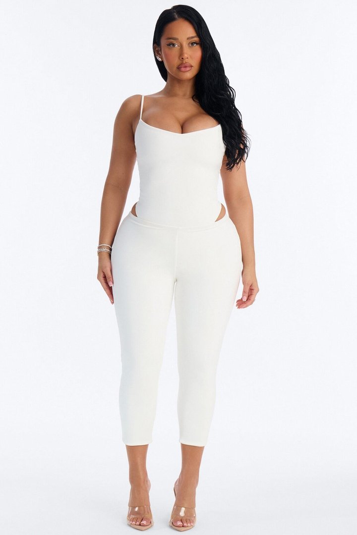 Bianca Matte Form Double Lined Low Rise Capri Set - White