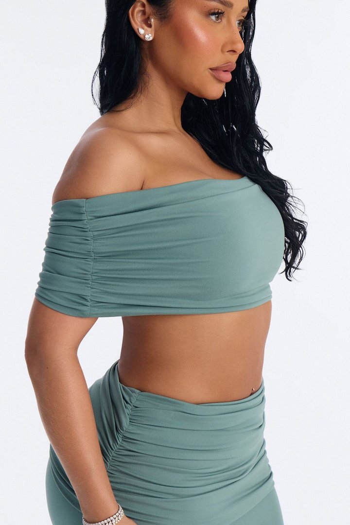 Bianca Matte Form Double Lined Maxi Skirt Set - Sage