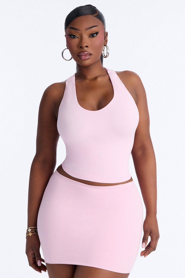Second Skin Double Lined U Neck Racerback Top - Light Pink