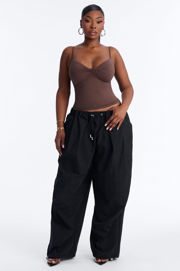 Second Skin Double Lined Twist Cami - Chocolate