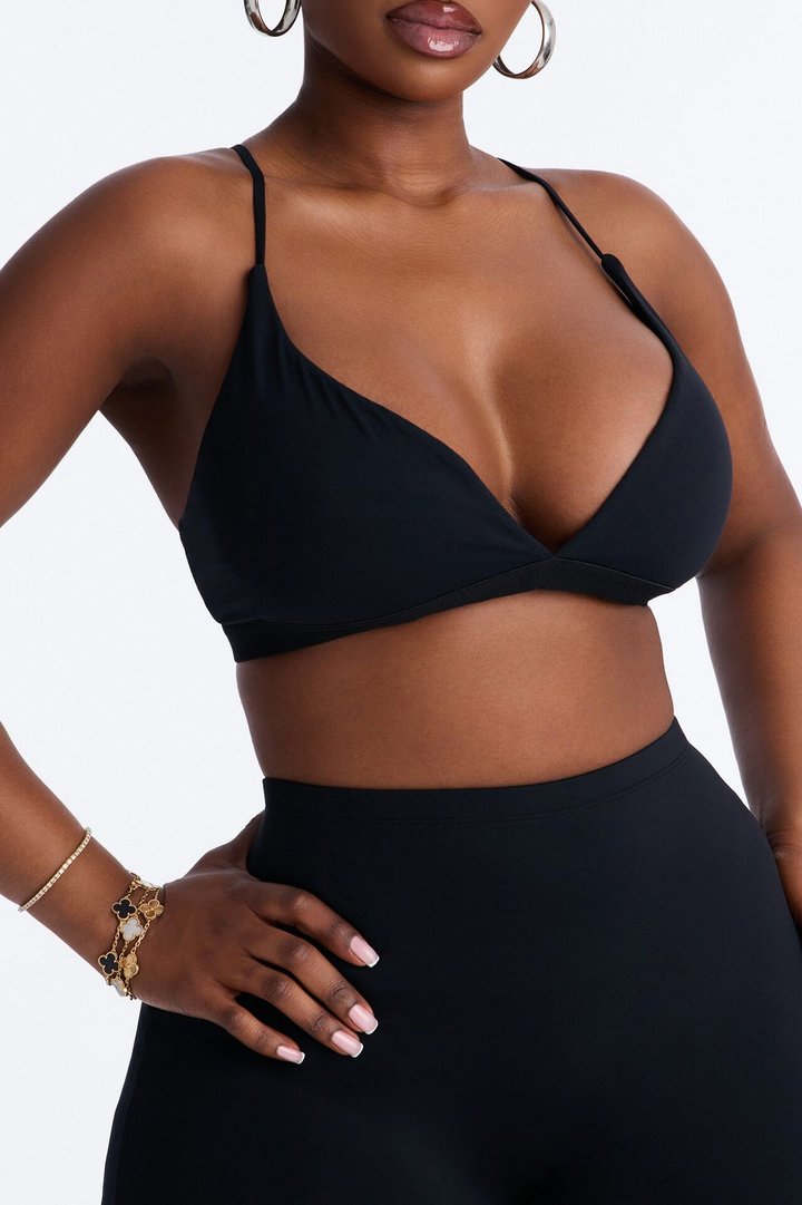 Second Skin Double Lined V Neck Bralette - Black
