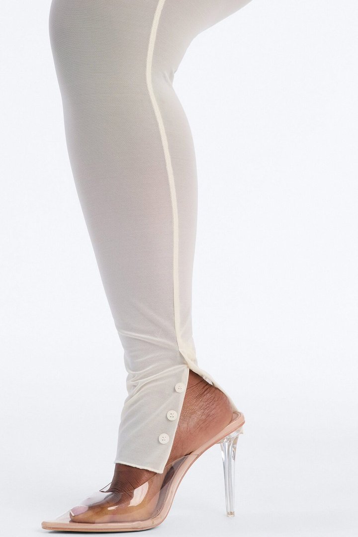 Power Mesh High Waisted Leggings - Bone