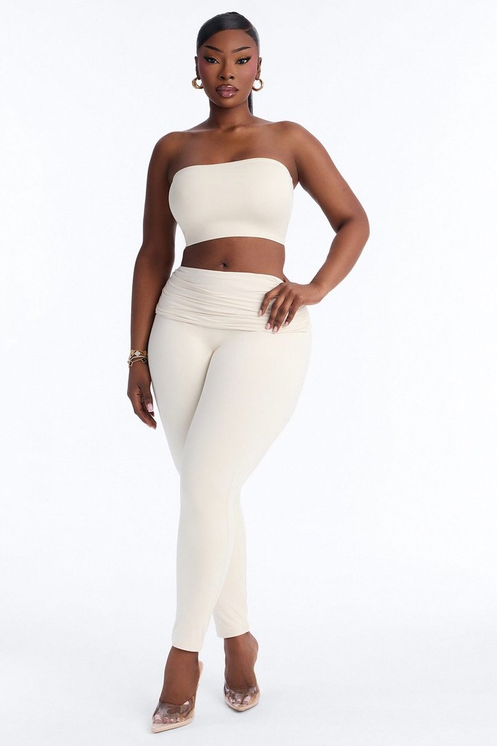 Contour Double Lined Strapless Bandeau Top - Bone