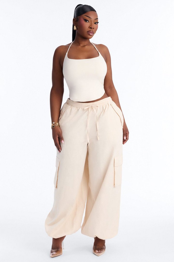 Second Skin Padded Halter Top - Bone