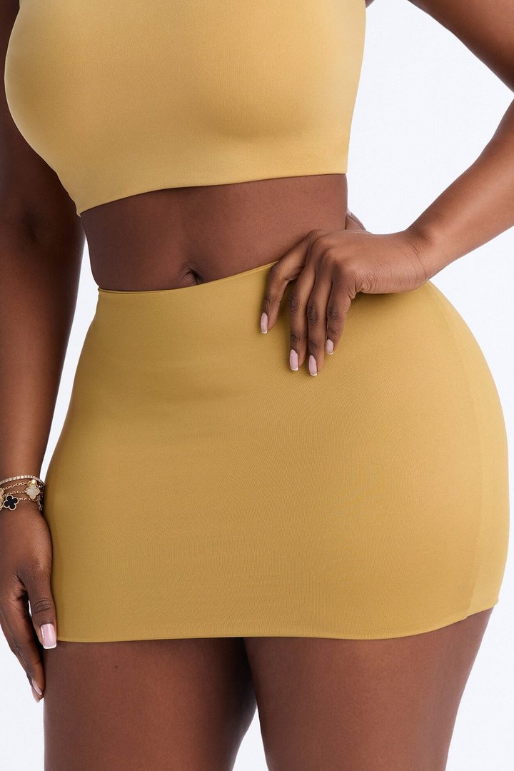Contour Double Lined Mini Skirt - Honey