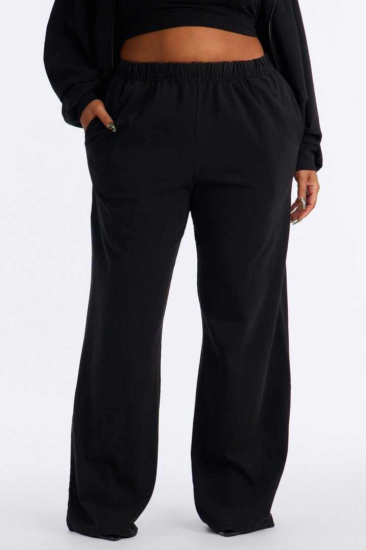 Ellie Wide Leg Pull On Pant - Black