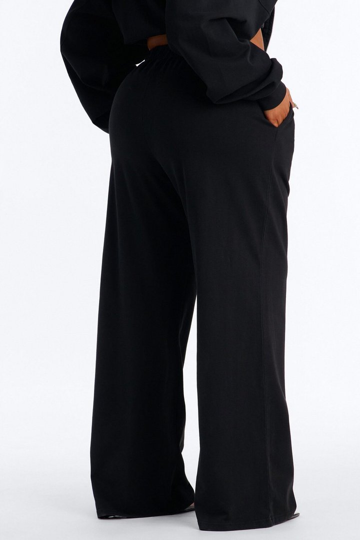 Ellie Wide Leg Pull On Pant - Black