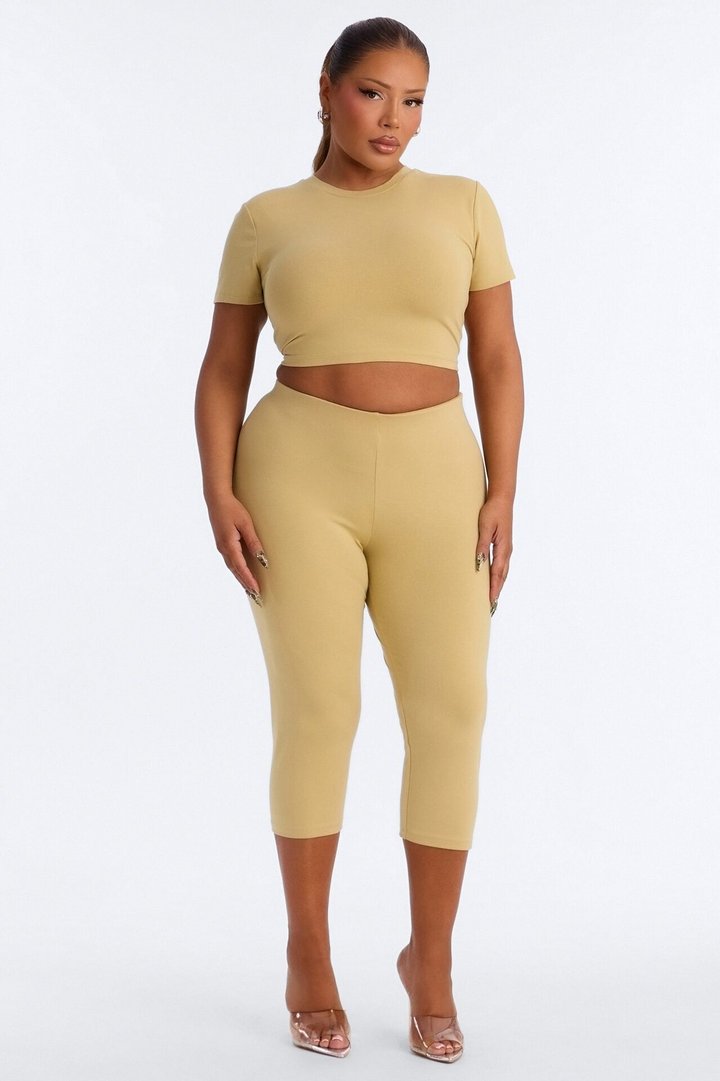 Quinn Short Sleeve Super Cropped Tee - Honey