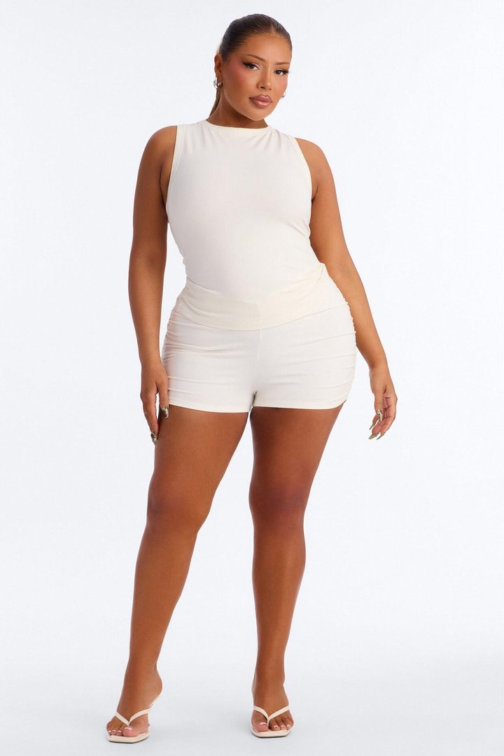 Quinn High Neck Tank Top - Cream