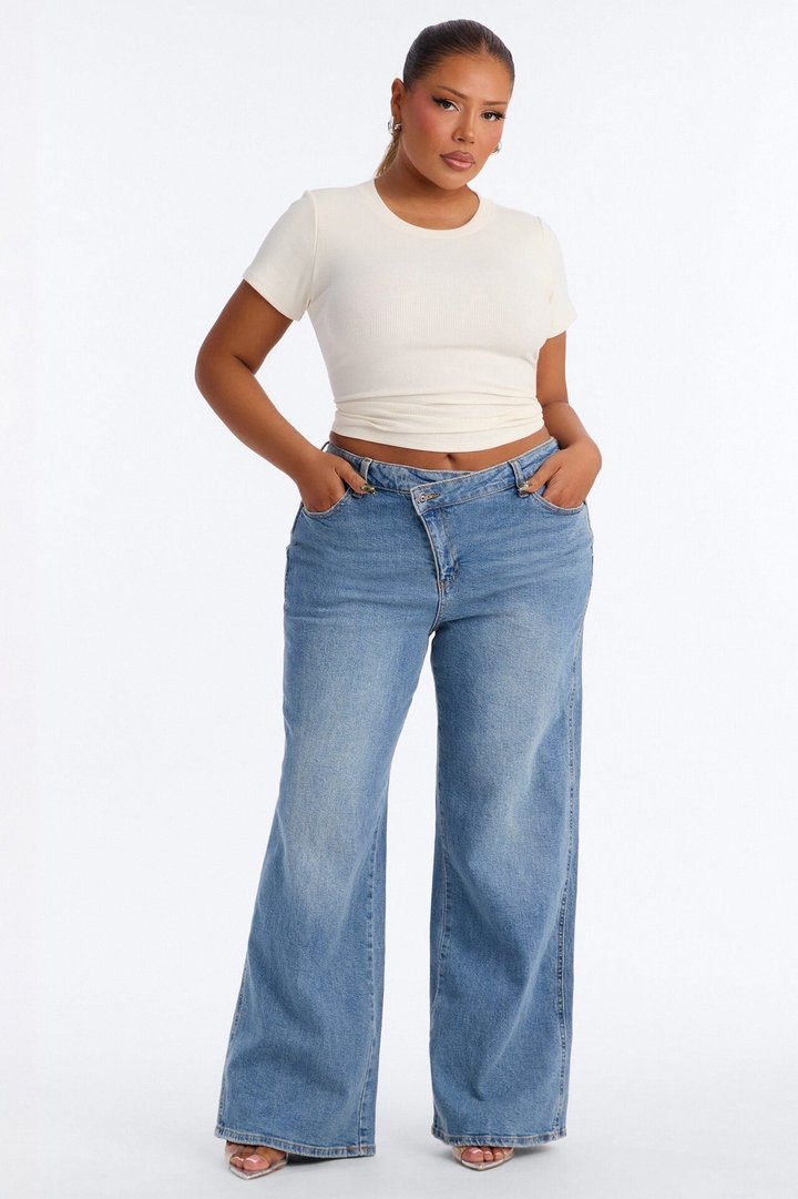 Kayla Rib Cap Sleeve Crew Neck Top - Cream