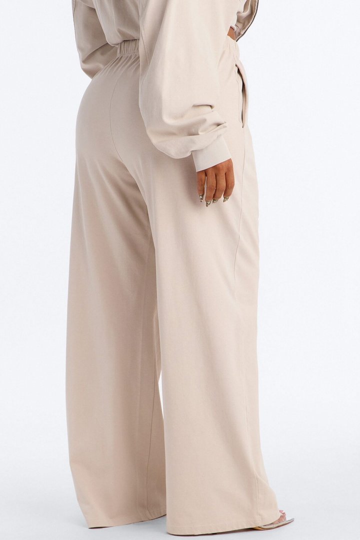 Ellie Wide Leg Pull On Pant - Stone