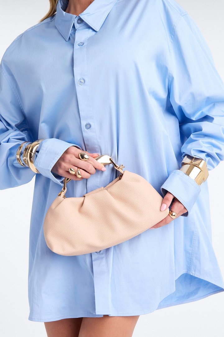 All Eyes On Faux Leather Satchel Bag - Nude