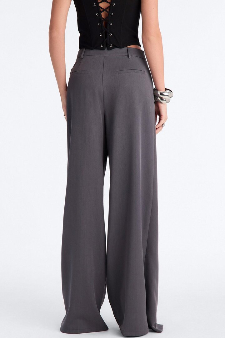 Tall Tailored Touch Wrap Front Trouser - Charcoal