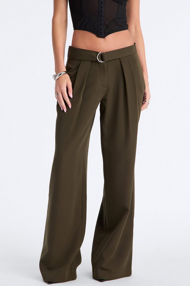 Beautiful Banter Belted Wide Leg Trouser - Military Green