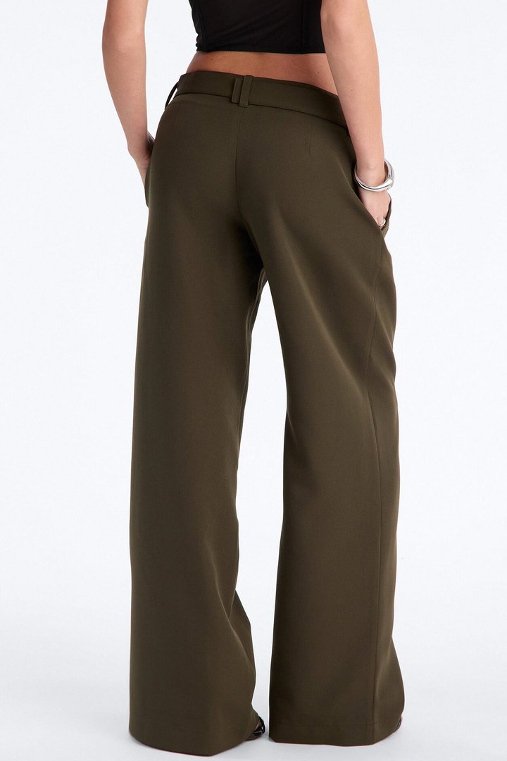 Beautiful Banter Belted Wide Leg Trouser - Military Green