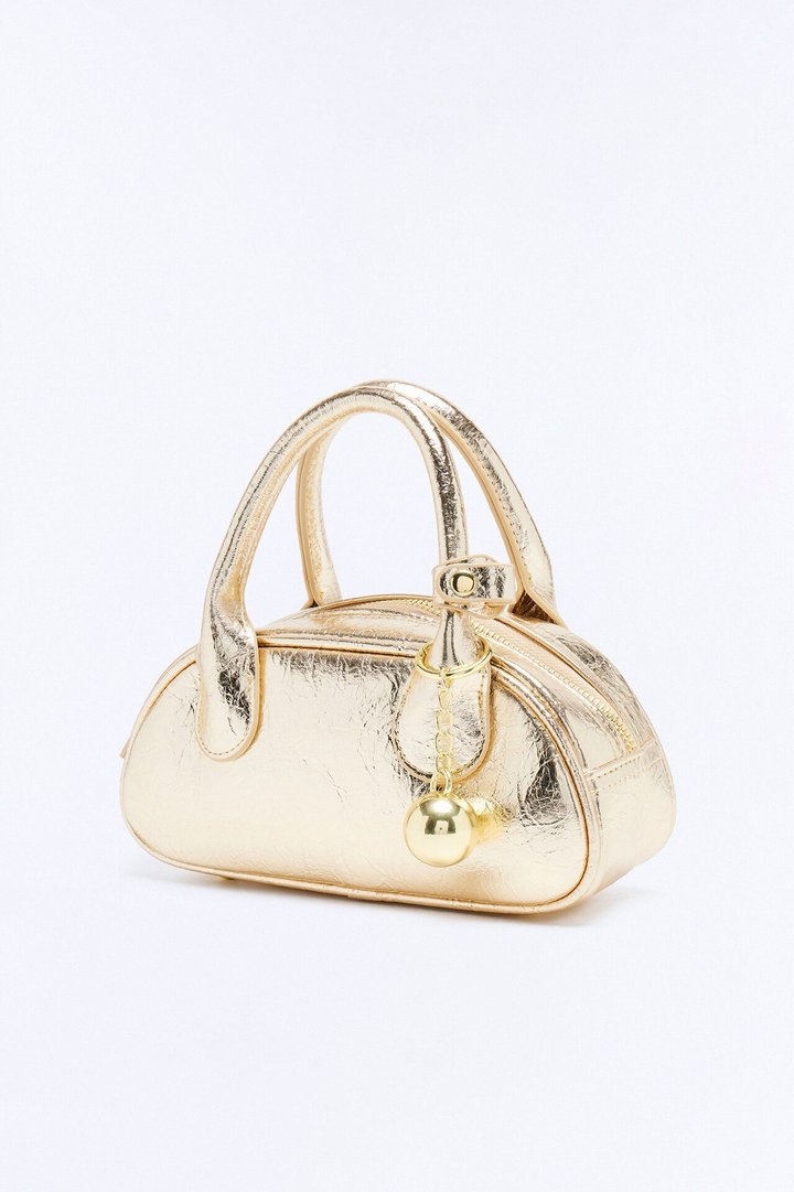 Don't Drop The Ball Faux Leather Satchel - Gold