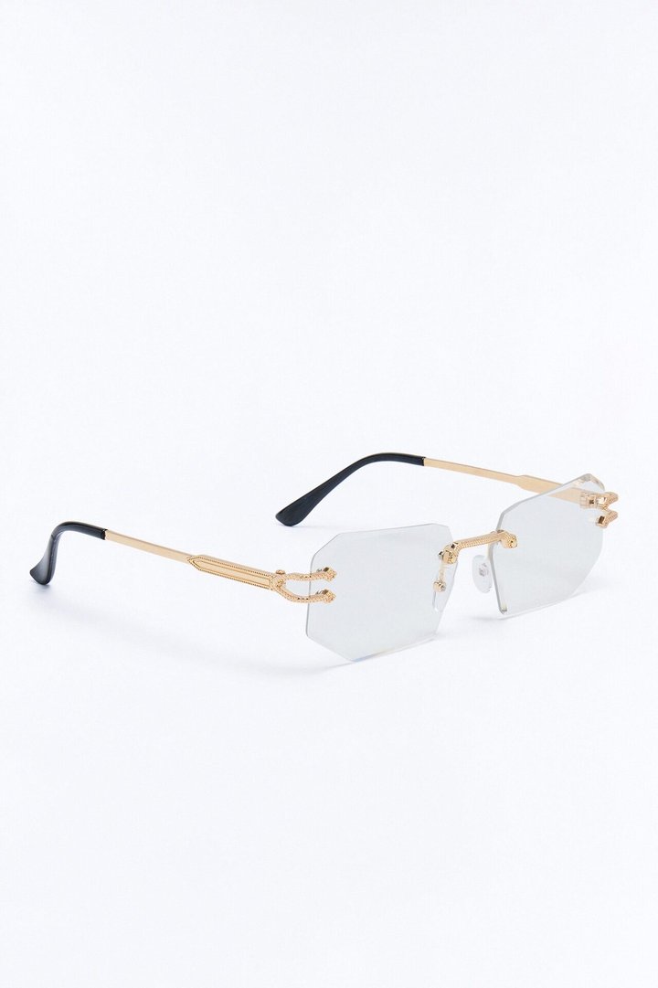 Anubis Frameless Geometric Sunglasses - Gold/Clear