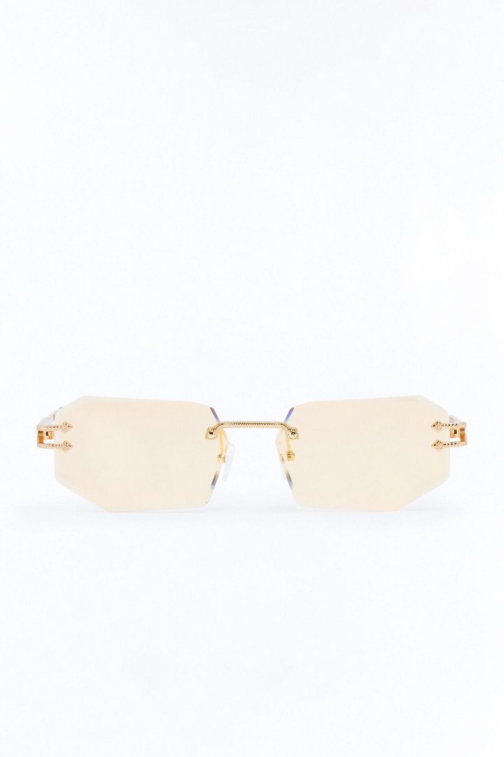 Anubis Frameless Geometric Sunglasses - Gold/Yellow