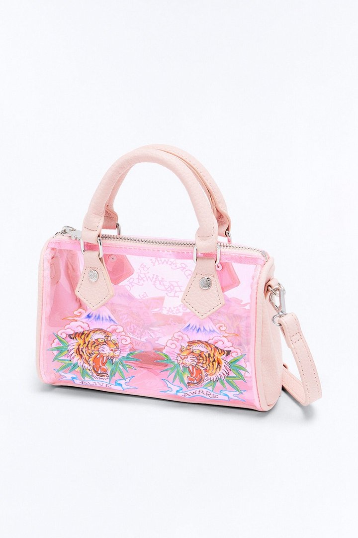 Ed Hardy Alive And Aware Clear Satchel Bag - Pink/combo