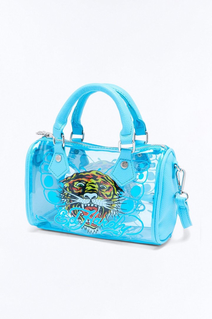 Ed Hardy Roaring Tiger Clear Satchel Bag - Blue/combo