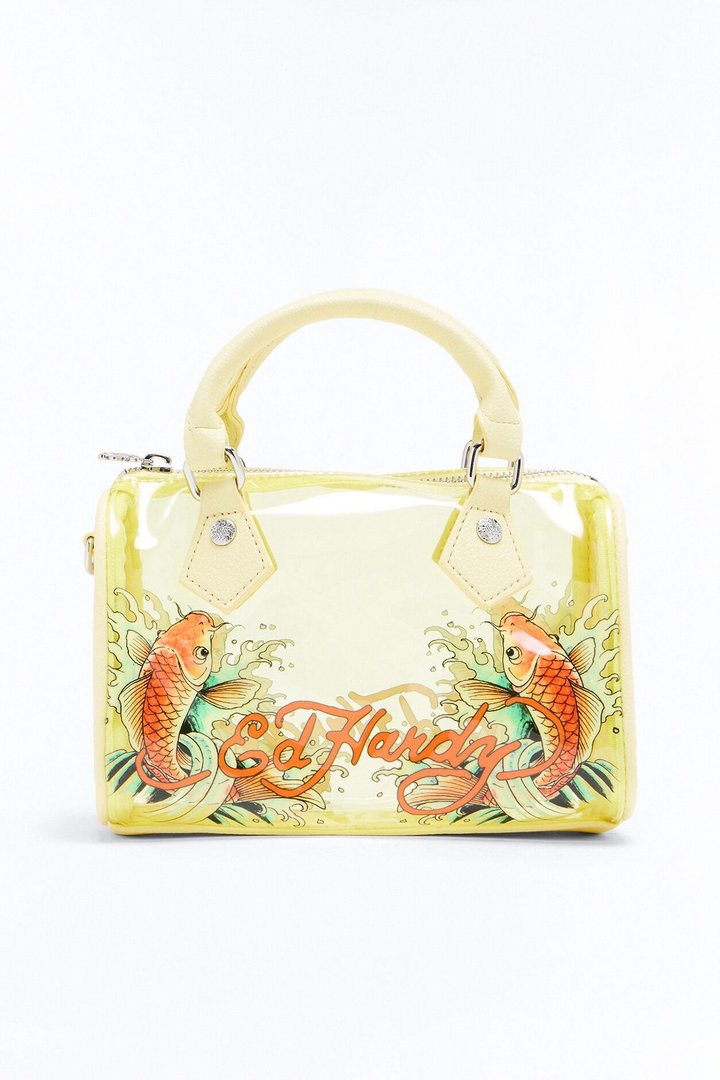 Ed Hardy Koi Fish Clear Satchel Bag - Yellow/combo