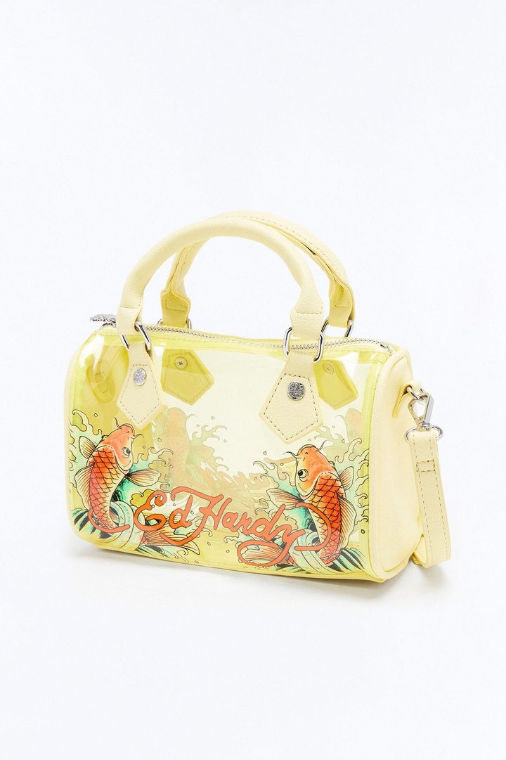 Ed Hardy Koi Fish Clear Satchel Bag - Yellow/combo