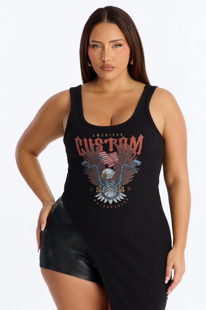 Wild Freedom Ribbed Long Tank Top - Black